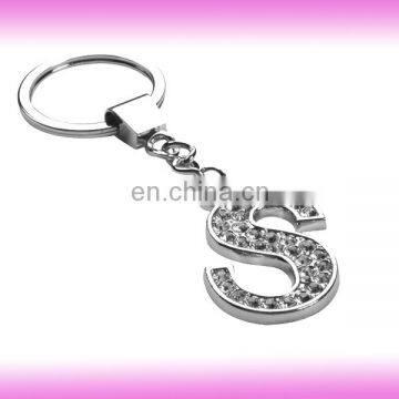 custom metal s letter keychain with diamond