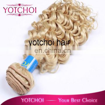 wholesale unprocessed 5A brazilian virgin blonde curly hair extensions