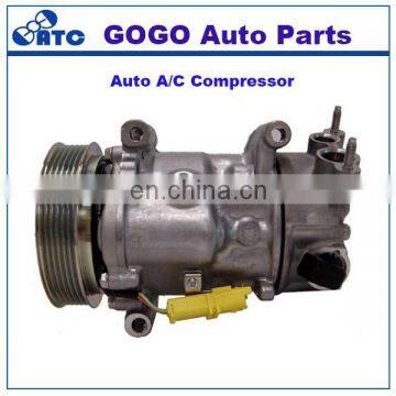 6C12 Air Conditioning Compressor for CITROEN C3/C4 PEUGEOT 207/307/308 OEM 6453QJ/6453QK/6453WK 6453WL/9651910980 9659875780