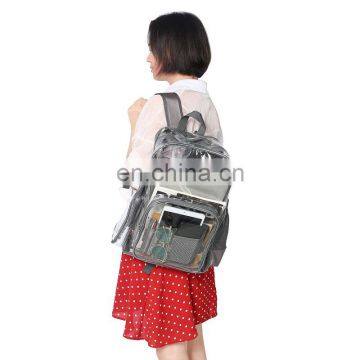Heavy Duty Waterproof Clear PVC Backpack Transparent School Bag With Grey Trim photo-7