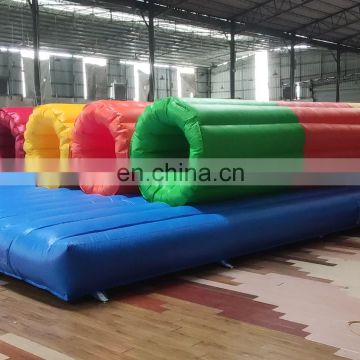 4 lanes different colors Mobile pop up team sports inflatable climbing entrance tunnels for kids