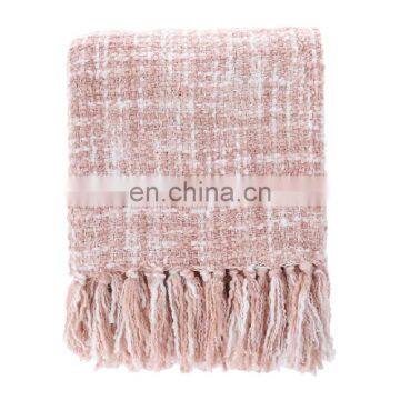 Wholesale High Quality Soft Pink Throw Blanket With Tassels For Home photo-2