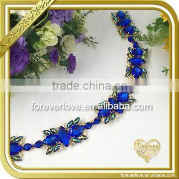 Blue diamond rhinestone roll clothes decorative crystal chains FC614