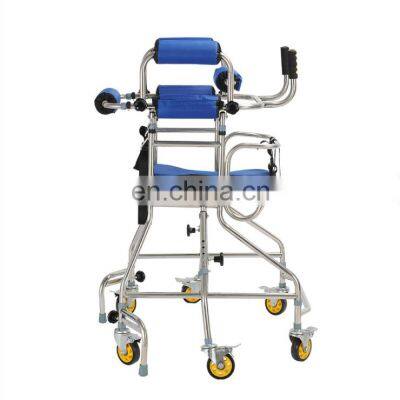 High quality stainless steel standing frame anti-rollover walking aid lower limb training walker for disabled children