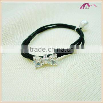 Fashion Crystal Hair Bow With Elastic Band For Hair