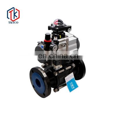 Tyco China Manufacturer WCB Carbon Steel Pneumatic Actuator 3pc Three Pieces Flanged Ball Valve