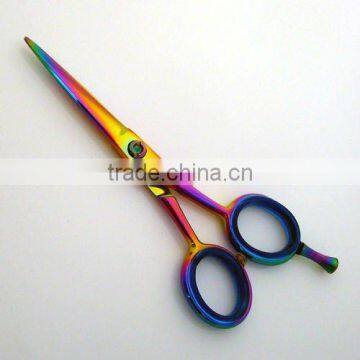 Hair Scissors Rainbow Titanium Coated 4.25"