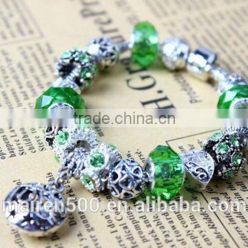 Fashion Hot Sale Love Charm Bracelet Beautiful Green Cyrstal Bead Bracelet photo-3