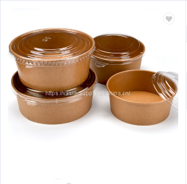 Disposable Take away eco friendly 26 Oz  KRAFT SALAD BOWL WITH PE LID