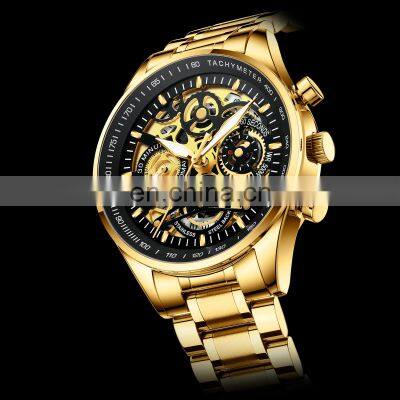 NIBOSI 2020 New Hollow Fashion Large Dial Men's Watch Multifunction Calendar Sports Watch Waterproof Quartz Watch