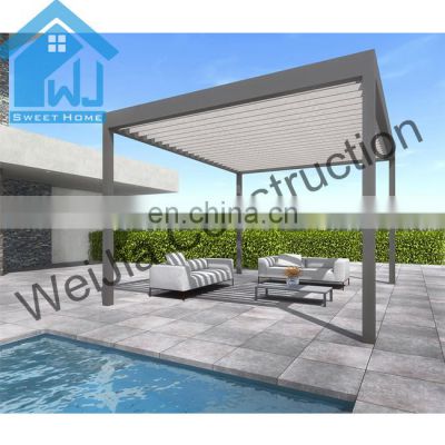 Aluminium DIY Backyard Idea Rooftop Motor Terrace Waterproof Louvre Pergola With Side Blind aluminum pergola