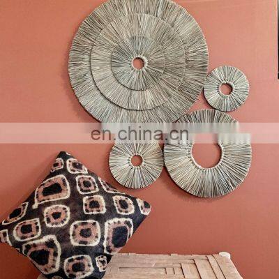 Hot Product Set Of 4 Seagrass Wall Hanging Decoration Straw Rustic Art Decor Cheap Wholesale