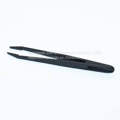 Black Plastic Tweezers Clean Carbon Fiber Tweezers Pointed Flat Elbow Round 93305 photo-4