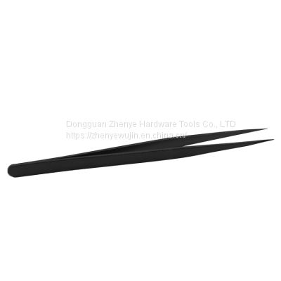 Precision stainless steel hard anti-static tweezers Bird's nest hair picking clip Maintenance tweezers Pointed elbow All black 11 tweezers