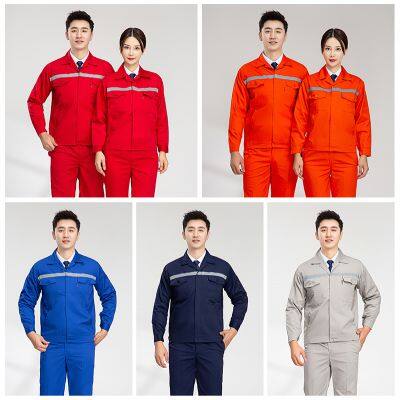 Spring and autumn long sleeved work suit for men, wear-resistant and thickened factory workshop auto repair shop suit, mechanical and electrical work suit, labor protection suit