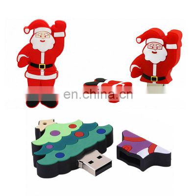 Christmas Gifts Customized Cartoon PVC USB Flash Drive Usb 2.0 3.0 Memory Stick Pen Drive 8gb 16gb 32gb 64gb U Disk