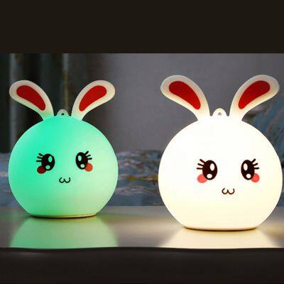 Rabbit Lamp Bunny LED Night Light Children's Night Light Baby Sleeping Bedside Lamp USB Silicone Tap Control Touch Sensor Light photo-6