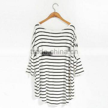 OEM service simple stripe printed jersey fashion women basic t shirt                        
                                                Quality Choice