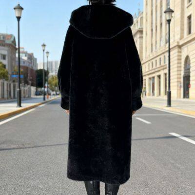Women's Long-line Faux Fur Mink-style Coat for Autumn and Winter photo-3