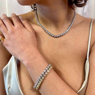 Stainless Steel Tennis Bracelet Gold Plated Cubic Zirconia Adjustable Waterproof Hypoallergenic Women Jewelry photo-4