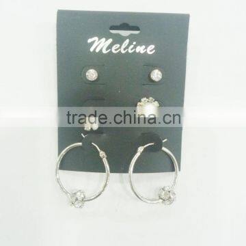 TRIO EARRING,RHINESTONES,HOOP