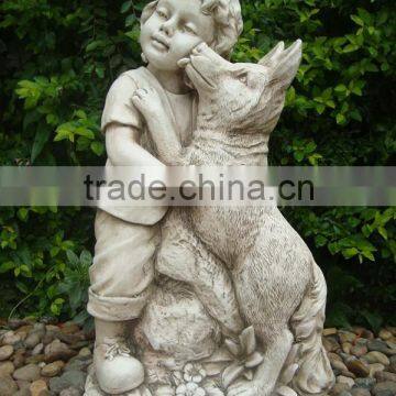 Decorative Garden Girl Figurine and Resin Dog Figurine photo-2