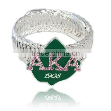 Customized AKA IVY 1908 pink and green bangle Jewelry for Sorority and Fraternity spring open style cuff bangle Jewelry                        
                                                Quality Choice