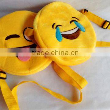 Free sample 2015 hot sale emoji backpack/plush emoji bags/emoji bags backpack