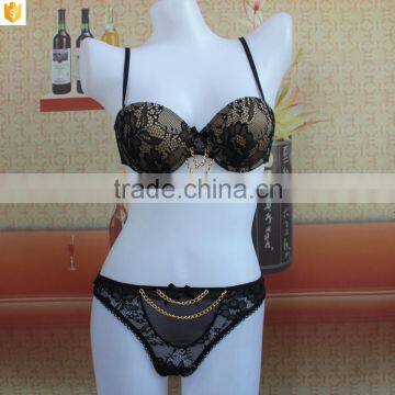 Sexy lace mesh lady bra set,transparent sexy black bra panty set