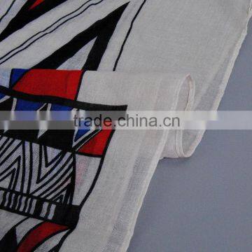 Latest Style Fringe Triangle Printed Voile Polyester Scarf