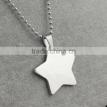 Mirror Polished Stainless Steel Star Pendant Engraved Metal Tags