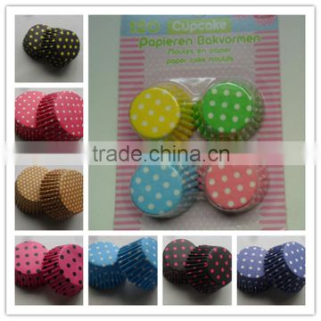 100% Food Grade Paper Baking Cups Wholesale Polka Dot Wrappers