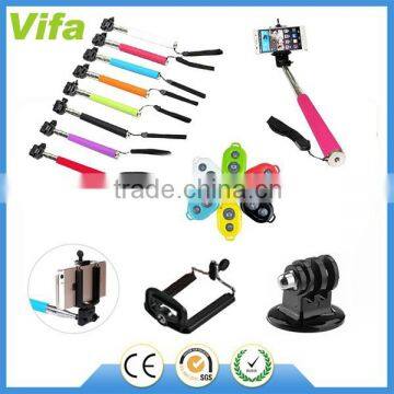 colorful selfie stick with bluetooth remote shutter