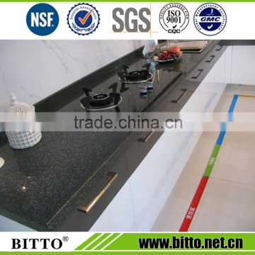 China hot sale black quartz countertop for kitchen vanity bar counter