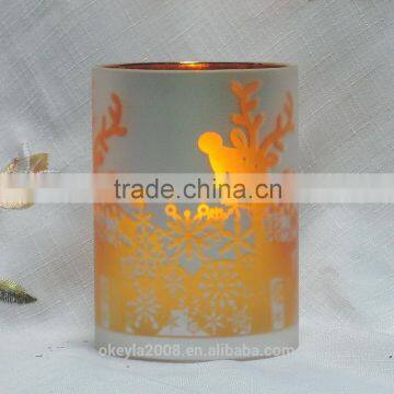 Colorful flameless glass jar candle with Led light for decoration