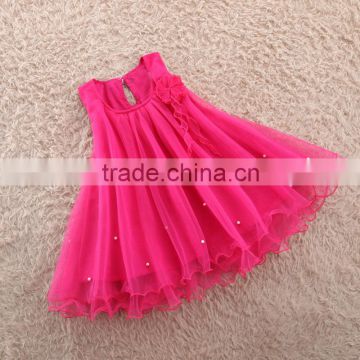 child one-piece knitwear casual dress,pure color kids prom gown dress,hot pink baby girl beaded ruflle frock