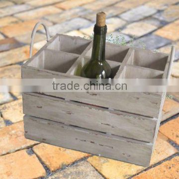 Distressed wooden wine holder L19W9452