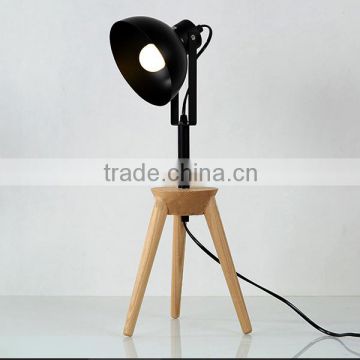 Wood table lamp black/white color bedside table lamp