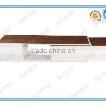 Modern mdf white and walnut living room tv stand cabinet design expansion TV stand 1450F