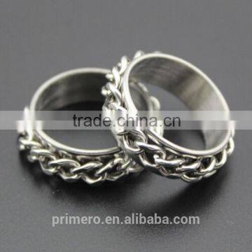 Wholesale Silver Tone Stainless Steel Chain Rings Rotating Spinner Men Gift photo-3
