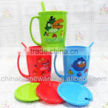 cartoon plastic cup with lid /handle/ spoon