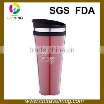 16oz Promotion transparent plastic thermal lead free coffee mug with changeable insert paper