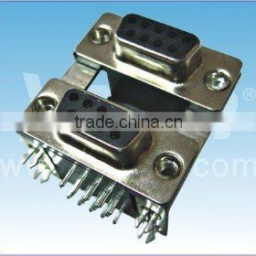 Dongguan Yxcon dual / double port female right angle DIP D-SUB connector