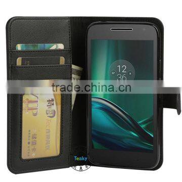 wholesale High quality leather wallet Case for Moto G4 PLAY, hot sale leather wallet case