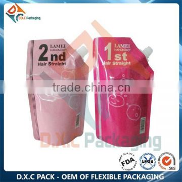 Flexible Packaging For Hair Straightening Cream Stand Up Pouch With Spout