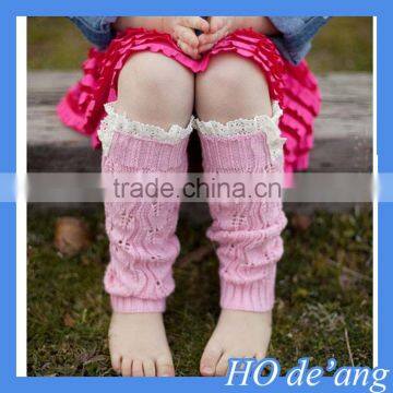 HOGIFT Children's colorful knee sock, hollow top boot sock, wool lace knee high boot socks