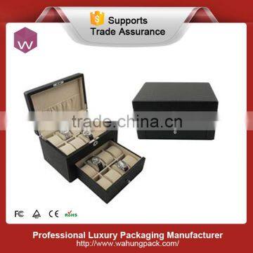 large ring jewelry pack wood leather watch box with drawer