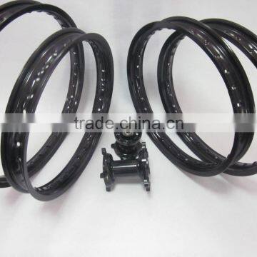 Motorcycle Wheels:CRF 125/250/450 Motorcycle Complete Wheel Sets:Black Hubs With Black Rims 1.60-21" and 1.85-19" photo-2