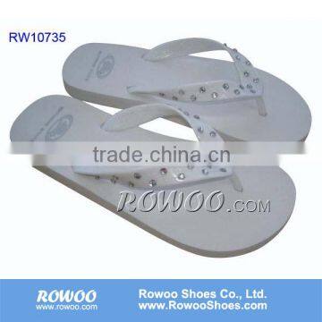 Ladies Plain white Slippers with decoration