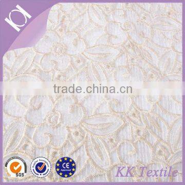 China lace market organza bottom flower gold lace fabric